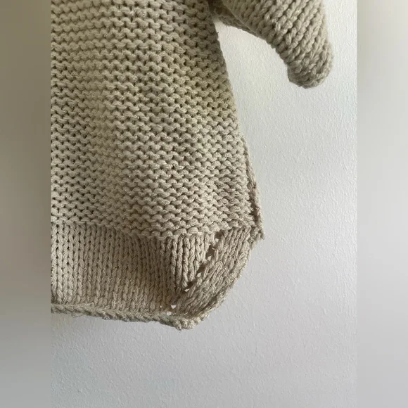 NWT Easel Los Angeles Chunky Knit Sweater S/M Relaxed Fit Beige Top Crew neck - Picture 7 of 12